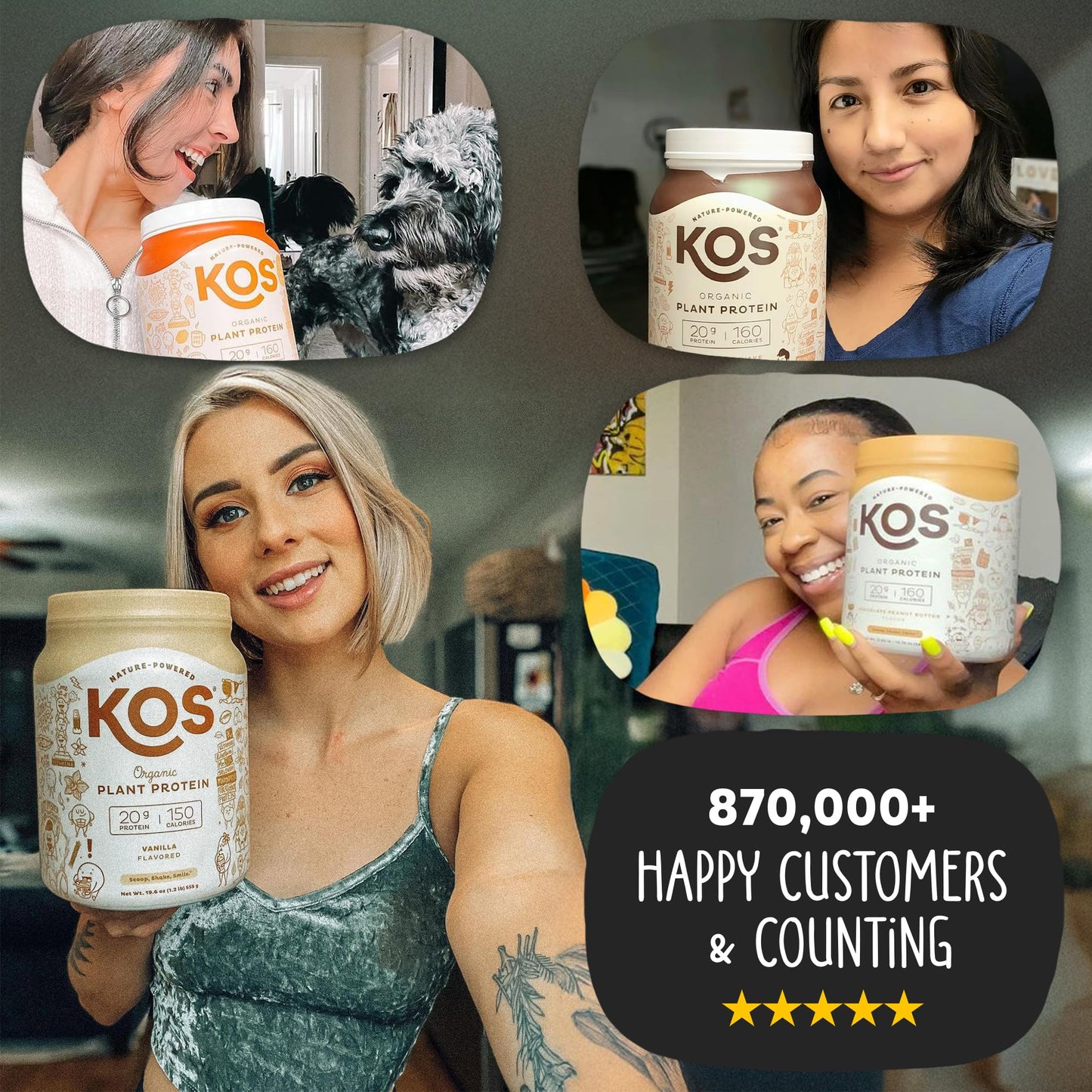 KOS Vegan Protein Powder Erythritol Free, Vanilla USDA Organic - Pea Protein Blend, Plant Based Superfood Rich in Vitamins & Minerals - Keto, Dairy Free - Meal Replacement for Women & Men, 28 Servings - PrimeBioHealth - canada supplements