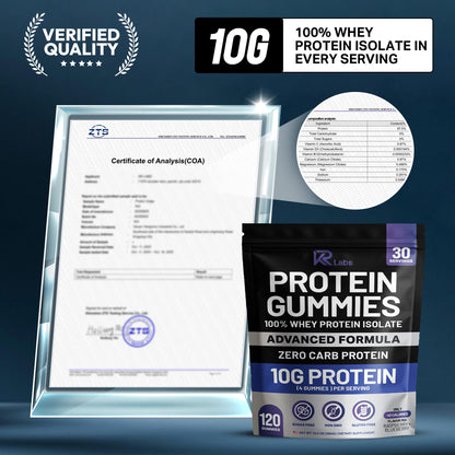 KR Labs Zero Carb 100% Pure Whey Isolate Protein Gummies | 300g Total Protein per Bag | 10g per Serving Plant Based with Vitamins for Men & Women - PrimeBioHealth - canada supplements