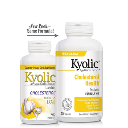 Kyolic Aged Garlic Extract Formula 104, Cholesterol Health*, 300 Capsules - PrimeBioHealth - canada supplements