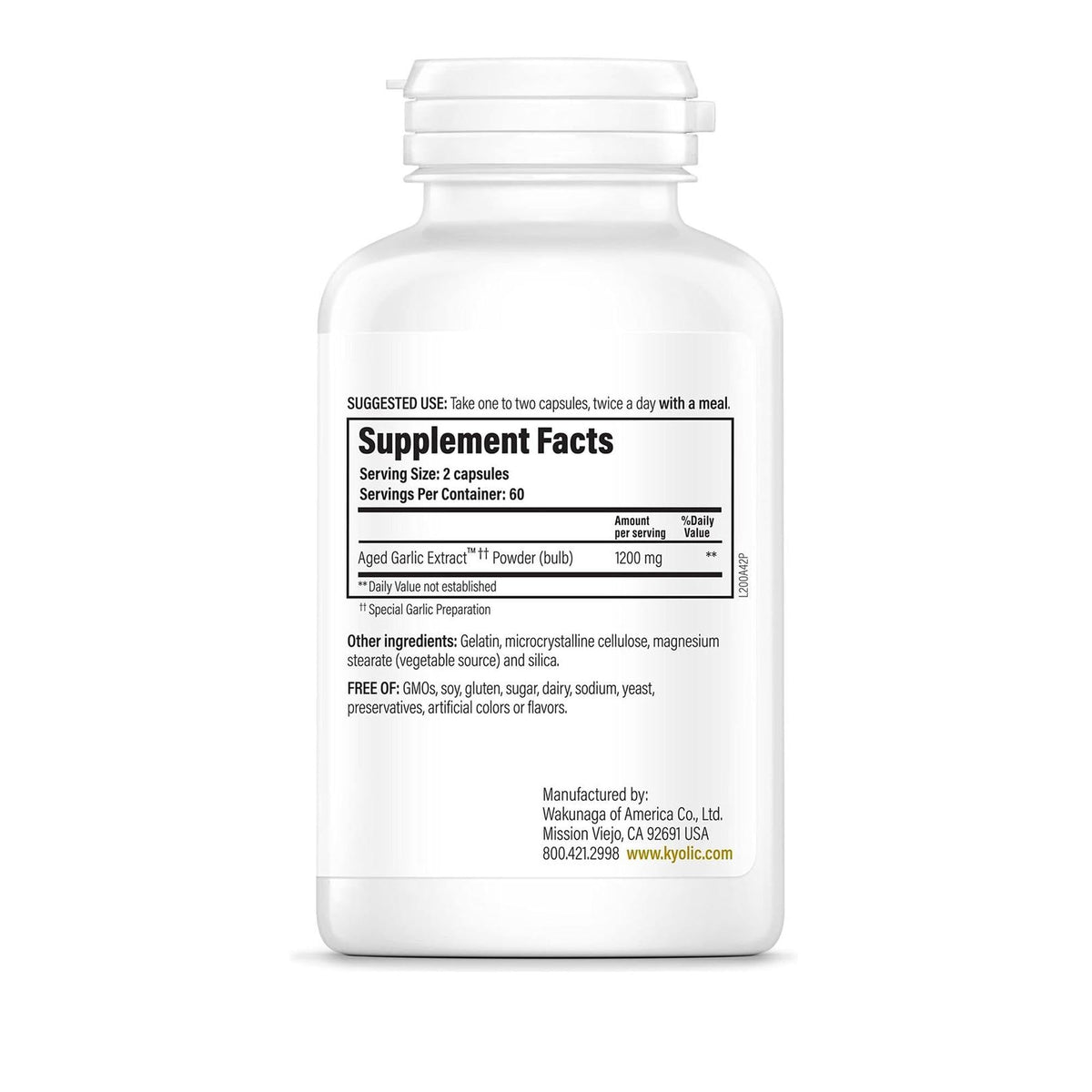 Kyolic Aged Garlic Extract Formula 200, Cardiovascular & Immune*, Reserve, 120 Capsules - PrimeBioHealth - canada supplements