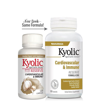 Kyolic Aged Garlic Extract Formula 200, Cardiovascular & Immune*, Reserve, 120 Capsules - PrimeBioHealth - canada supplements
