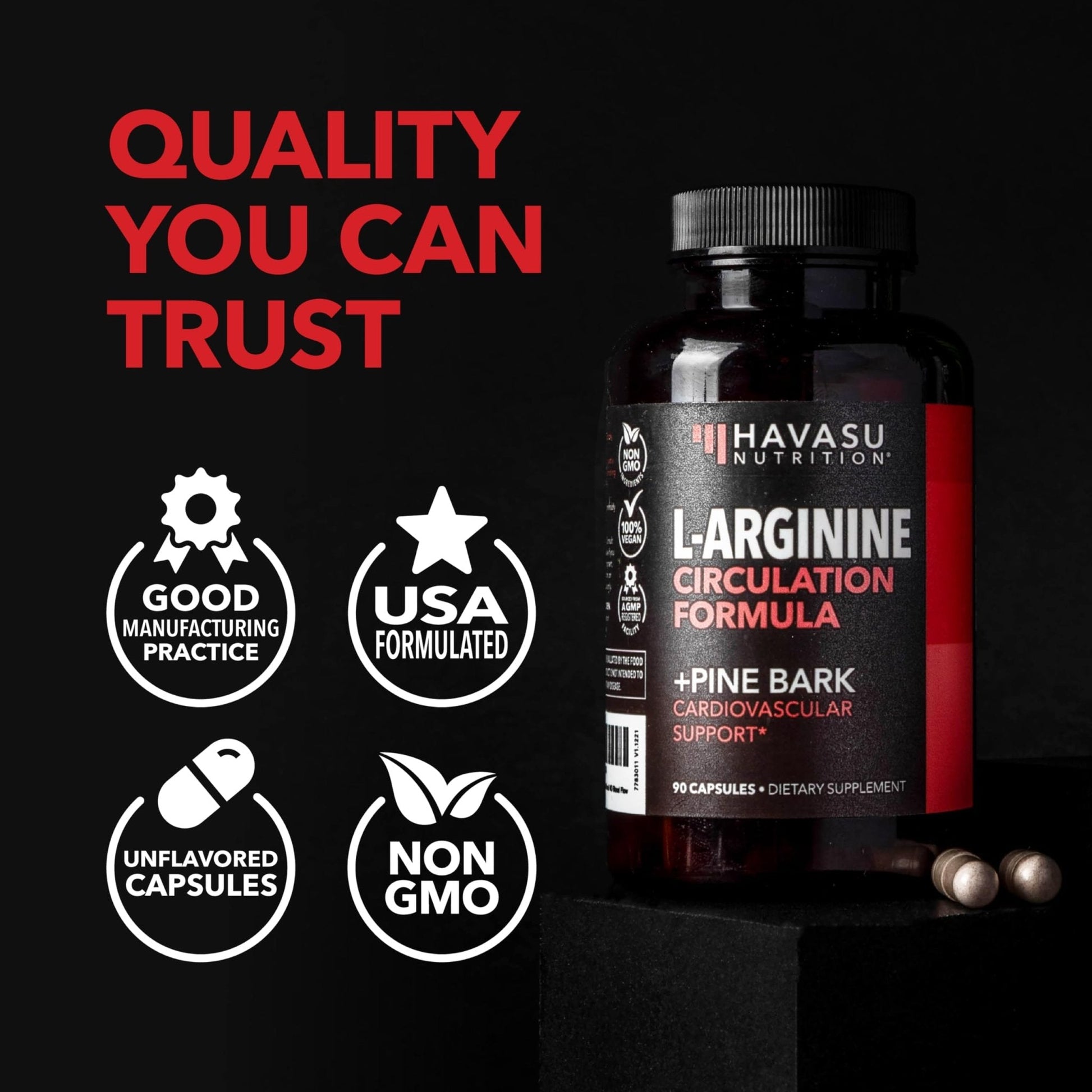 L-Arginine 1800mg and Pine Bark Extract 100mg - Nitric Oxide Supplement for Men - Performance Supplement for Men's Health - 90 Count - Endurance, Recovery Support - PrimeBioHealth - canada supplements