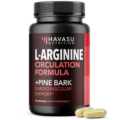 L-Arginine 1800mg and Pine Bark Extract 100mg - Nitric Oxide Supplement for Men - Performance Supplement for Men's Health - 90 Count - Endurance, Recovery Support - PrimeBioHealth - canada supplements
