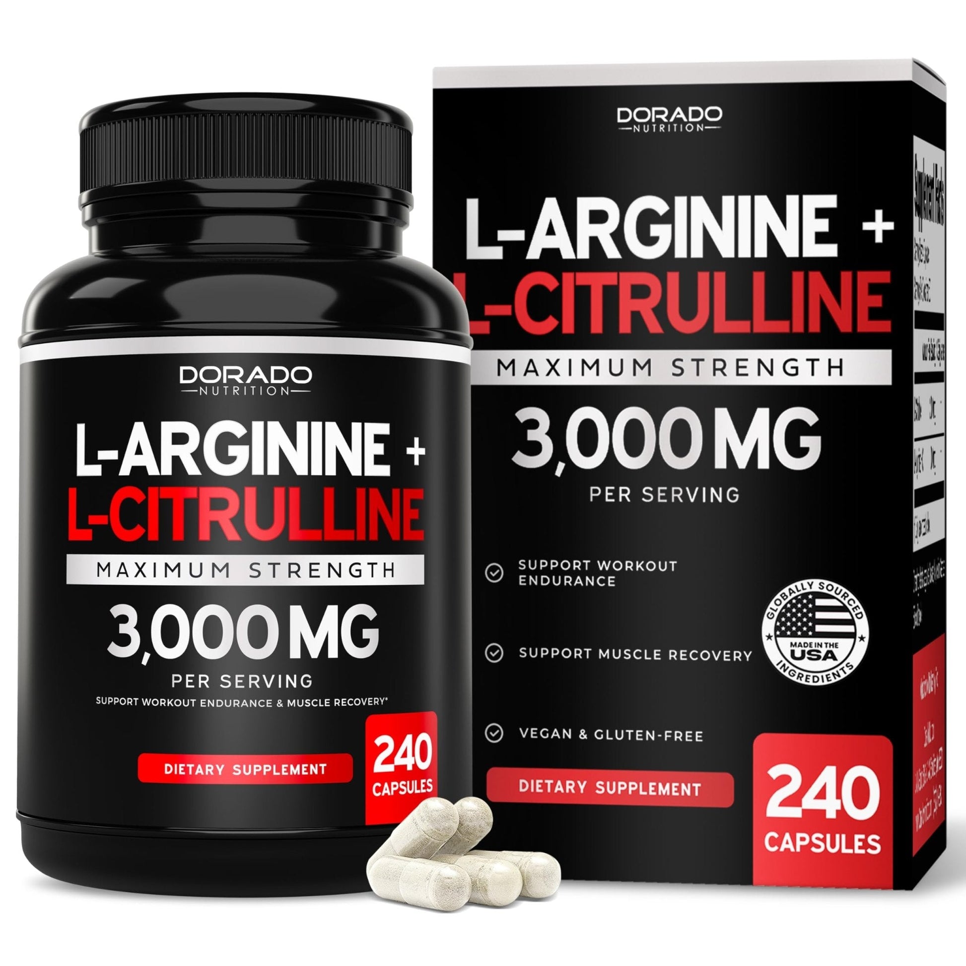 L Arginine L Citrulline Supplement 3000mg (240 Capsules) Nitric Oxide Pills for Men - Stamina, Endurance, Performance for Workouts - NO Supplements for Men - PrimeBioHealth - canada supplements