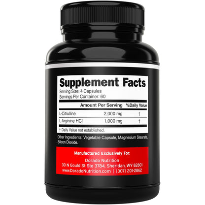 L Arginine L Citrulline Supplement 3000mg (240 Capsules) Nitric Oxide Pills for Men - Stamina, Endurance, Performance for Workouts - NO Supplements for Men - PrimeBioHealth - canada supplements