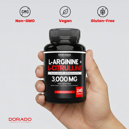L Arginine L Citrulline Supplement 3000mg (240 Capsules) Nitric Oxide Pills for Men - Stamina, Endurance, Performance for Workouts - NO Supplements for Men - PrimeBioHealth - canada supplements