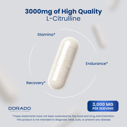 L Citrulline 3000mg Supplement (120 Capsules) Support L Arginine & Nitric Oxide Pills - L-Citrulline For Men & Women - Muscle Recovery & Pump Supplement - 3rd Party Tested - PrimeBioHealth - canada supplements