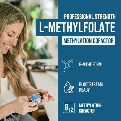 L Methyl Folate 15mg Plus Methyl B12 Cofactor – High Potency, Active 5-MTHF Form - Supports Mood, Methylation, Cognition – Bioactive Forms of Vitamin B9 & B12 (60 Capsules – 60 Servings) - PrimeBioHealth - canada supplements