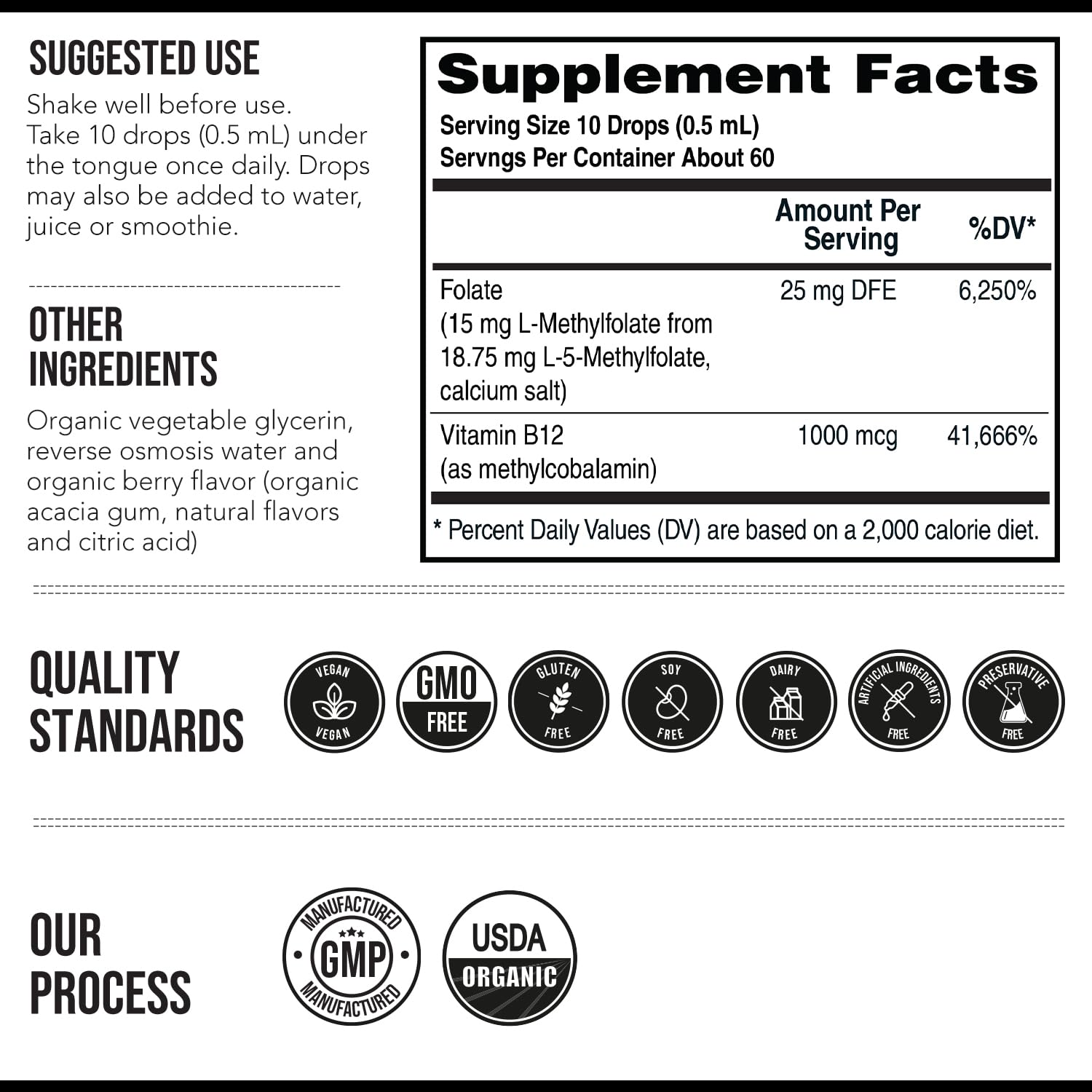 L Methyl Folate 15mg Plus Methyl B12 Cofactor – Organic Berry Flavor, High Potency Liquid Sublingual Active 5-MTHF Form - Supports Mood, Methylation - PrimeBioHealth - canada supplements