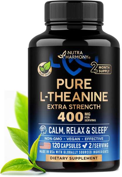 L Theanine 400 mg | L-Theanine Stress Relief | Extra Strength Supplement | Made in USA | Relaxation, Sleep & Calm Support | For Men & Women | Plant Based - PrimeBioHealth - canada supplements