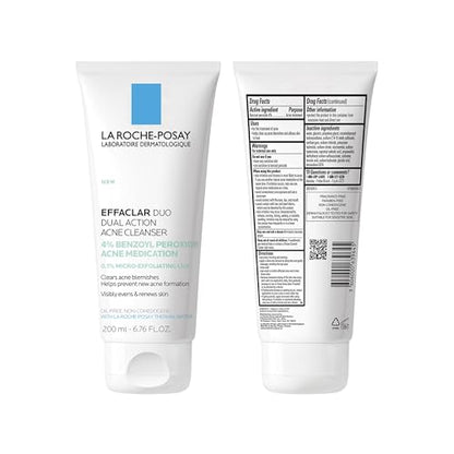 La Roche-Posay Effaclar Dual Acne Face Wash With 4% Benzoyl Peroxide & LHA Exfoliant - PrimeBioHealth - canada supplements