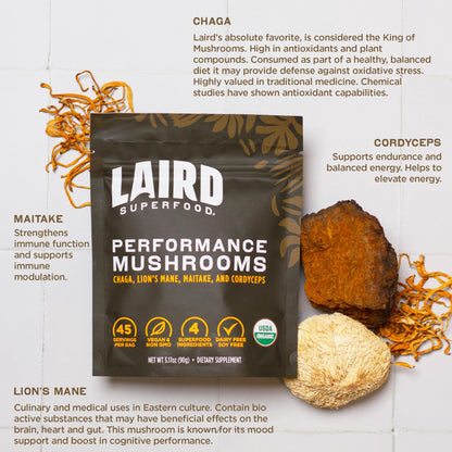 Laird Superfood Organic Performance Mushroom Blend with Chaga, Cordyceps, Lion's Mane and Maitake for Energy - PrimeBioHealth - canada supplements