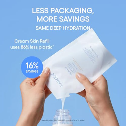 LANEIGE Cream Skin Toner & Moisturizer Mini: Lightweight Refillable Korean Milky Toner with Ceramide - PrimeBioHealth - canada supplements