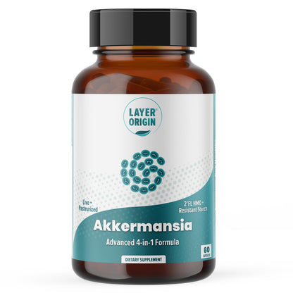 Layer Origin Akkermansia muciniphila Probiotic, with Both Live + Pasteurized Akkermansia and PureHMO Prebiotic, Validated Strain, Updated 4-in-1 Formula - PrimeBioHealth - canada supplements
