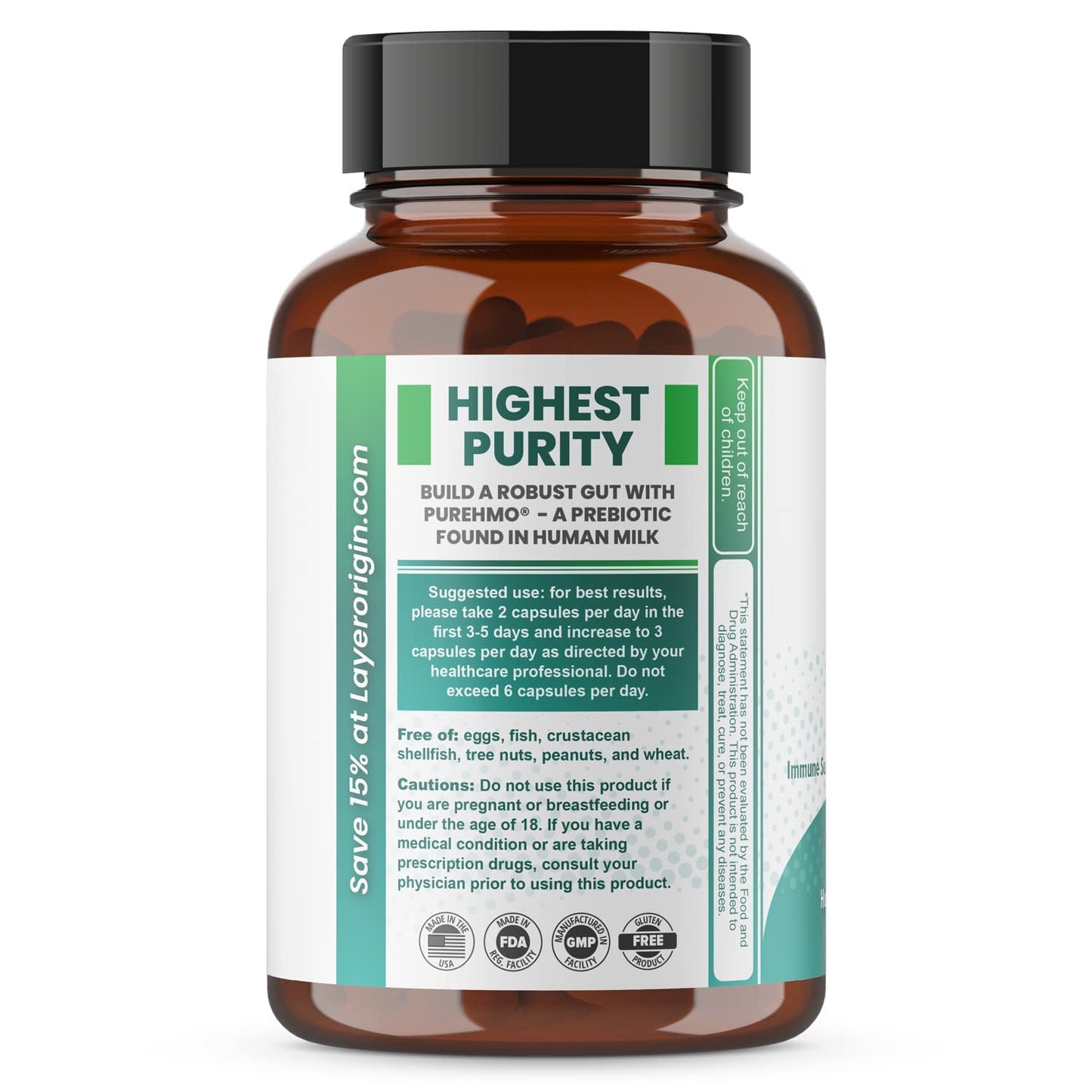 Layer Origin PureHMO Human Milk Oligosaccharide (HMO 2'-FL) Prebiotic Fiber - Feed 180 Billion Probiotics/Serving, 30-Day Supply - PrimeBioHealth - canada supplements