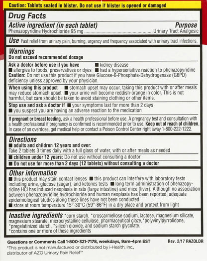 Leader Urinary Pain Relief Maximum Strength, Urinary Tract Analgesic, Relieves Burning and Urgency, Phenazopyridine Hydrochloride 95 mg, for Adults, Both Men & Women, 30 Tablets - PrimeBioHealth - canada supplements
