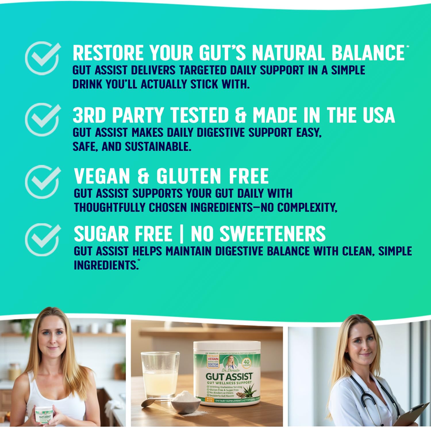 Leaky Gut Support Powder | L-Glutamine Gut Lining Digestive Drink Mix | Gluten-Free Doctor Crafted Botanical Formula | Gut Assist by Dr. Danielle - PrimeBioHealth - canada supplements