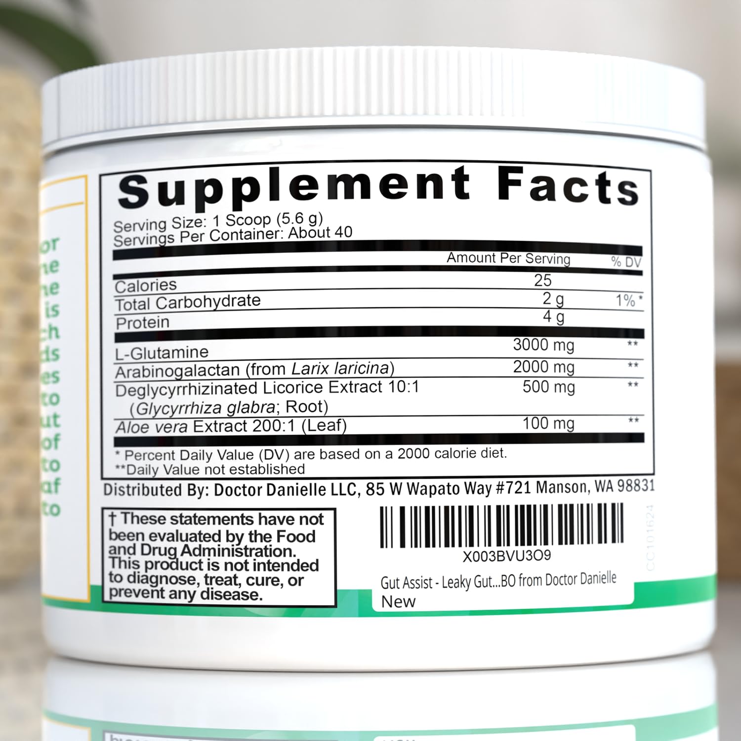 Leaky Gut Support Powder | L-Glutamine Gut Lining Digestive Drink Mix | Gluten-Free Doctor Crafted Botanical Formula | Gut Assist by Dr. Danielle - PrimeBioHealth - canada supplements
