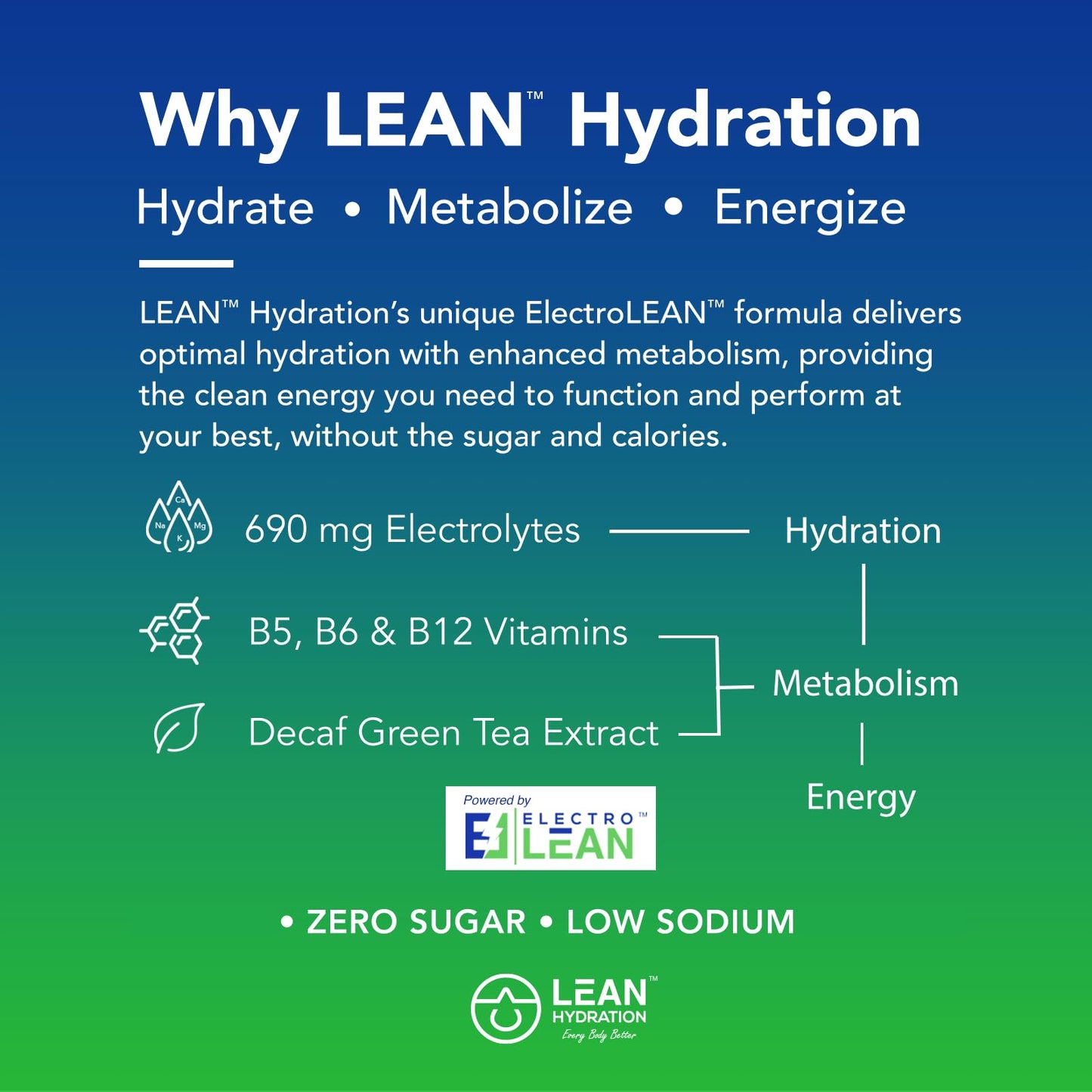 LEAN Hydration Daily Electrolyte Packets Drink Mix | Zero Calories, Zero Sugar Plus Vitamins, Minerals & More | 16 ct (Strawberry Kiwi Melon) - PrimeBioHealth - canada supplements