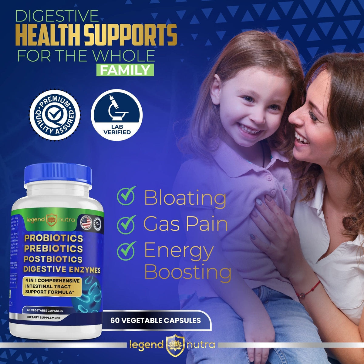 Legend Nutra Probiotics + Prebiotics Postbiotics Digestive Enzymes = 4 in 1 Formula Supplement for Better Digestion Health Women - PrimeBioHealth - canada supplements