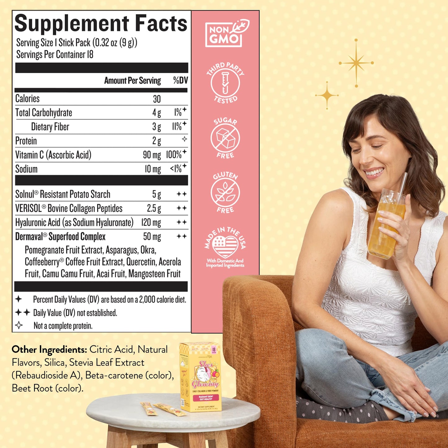 Legendairy Milk She’s Glowing Collagen Peptides Powder with Prebiotic Fiber, Tropical Drink Mix Supplement for Women, - PrimeBioHealth - canada supplements