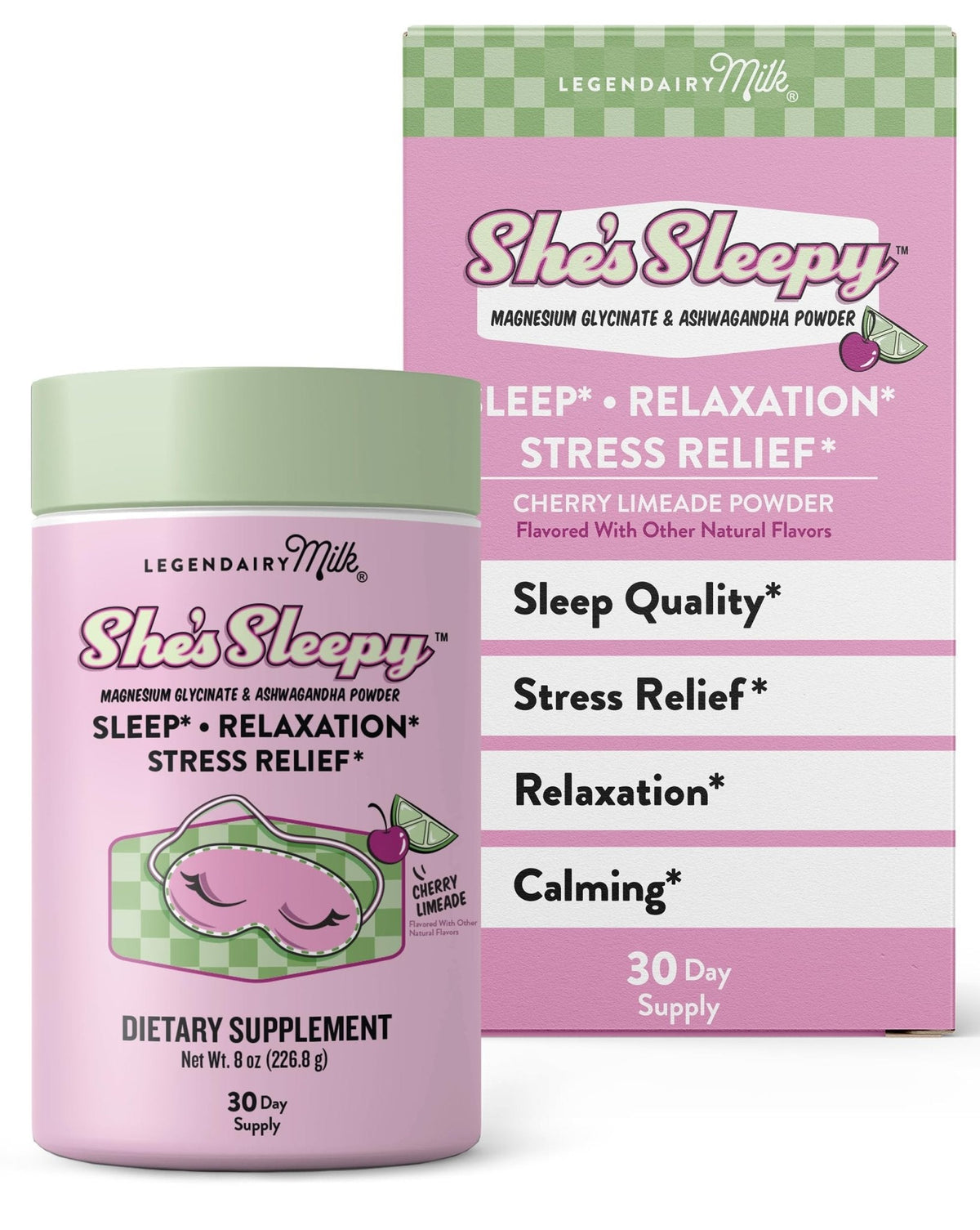 Legendairy Milk She’s Sleepy™ – Cherry Limeade – Nightly Sleep Aid, Sugar Free Drink Mix with Magnesium Glycinate & Ashwagandha - PrimeBioHealth - canada supplements