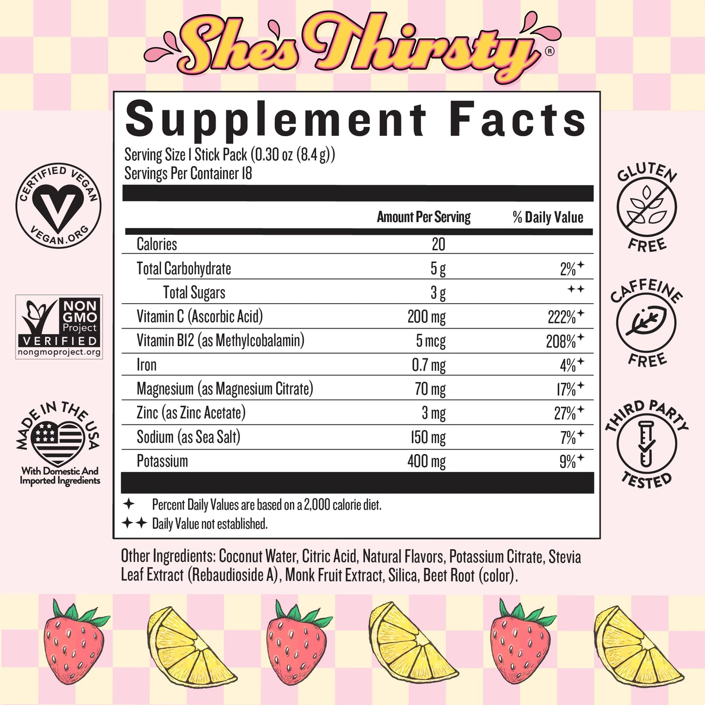 Legendairy Milk She’s Thirsty – Strawberry Lemonade, No Sugar Added Electrolytes Powder Packets–Coconut Water Mix for Women, Instant Hydration Packets, - PrimeBioHealth - canada supplements