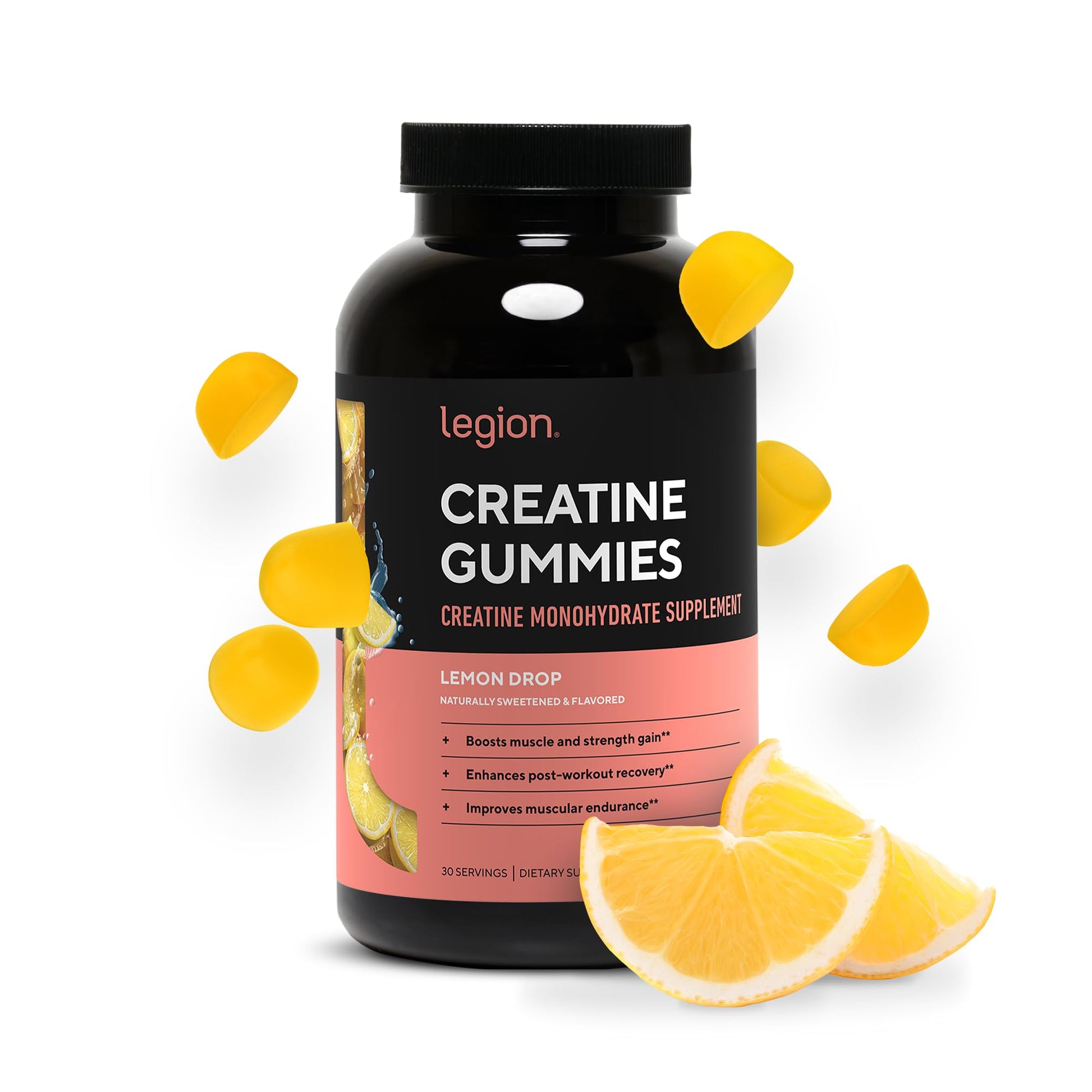 LEGION Creatine Monohydrate Gummies for Men & Women – Clean Chewable Creatine Supplement for Strength, Endurance & Muscle Recovery – 30 Lemon Drop Flavor Servings - PrimeBioHealth - canada supplements