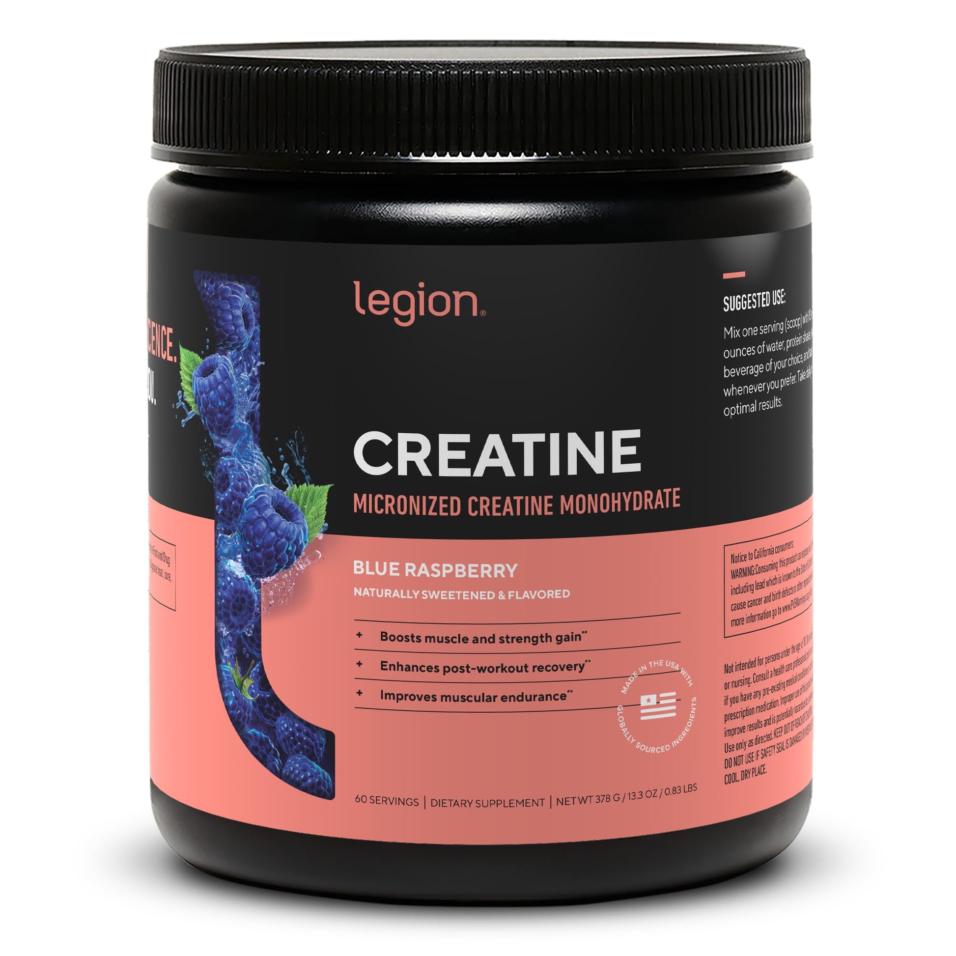 LEGION Micronized Creatine Monohydrate Supplement - Clean Creatine Powder for Muscle Gain & Post Workout Recovery - Micronized Creatine Supplement for Maximum - PrimeBioHealth - canada supplements