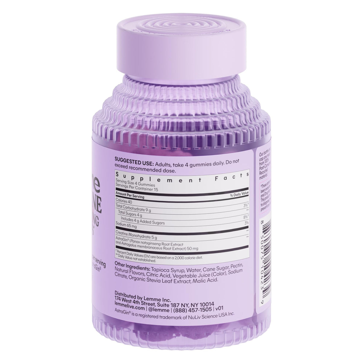 Lemme Creatine Monohydrate Gummies for Women and Men, 5g Dose to Support Lean Muscle, Strength, Recovery, Cognitive Health, w/Ginseng for Absorption - PrimeBioHealth - canada supplements