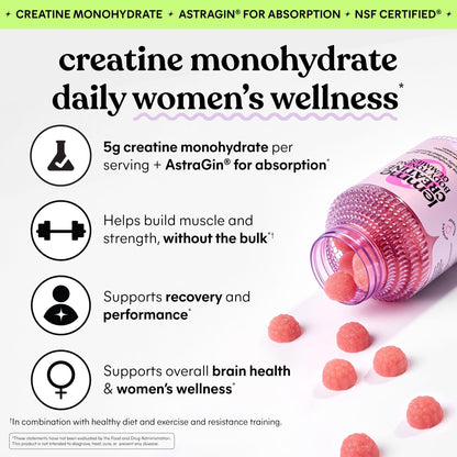 Lemme Creatine Monohydrate Gummies for Women and Men, 5g Dose to Support Lean Muscle, Strength, Recovery, Cognitive Health, w/Ginseng for Absorption - PrimeBioHealth - canada supplements