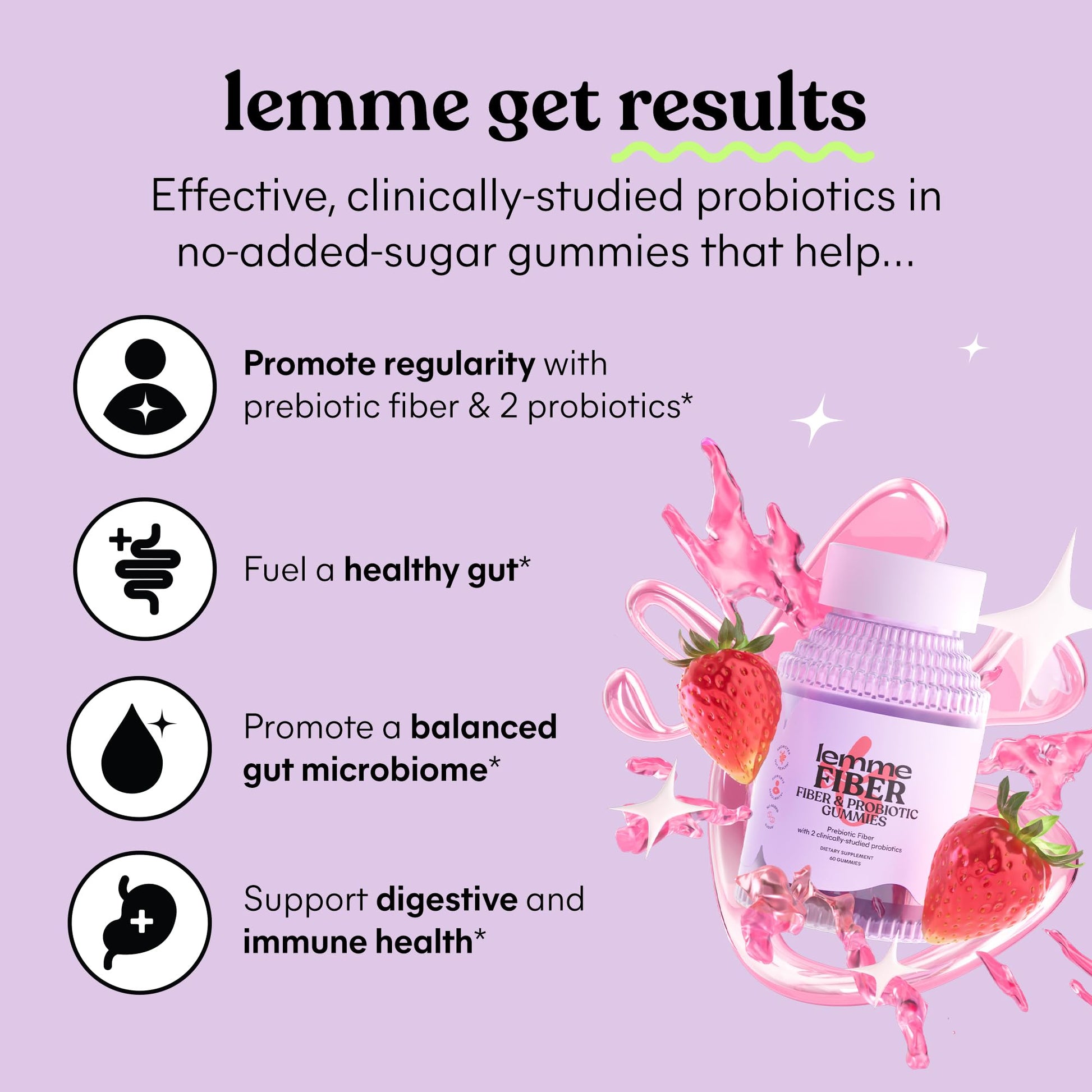 Lemme Fiber & Probiotic Gummies for Adults, Promotes Regularity & Digestive Health, No Sugar Added Strawberry Flavor, 4g Prebiotic Fiber & Clinically - PrimeBioHealth - canada supplements