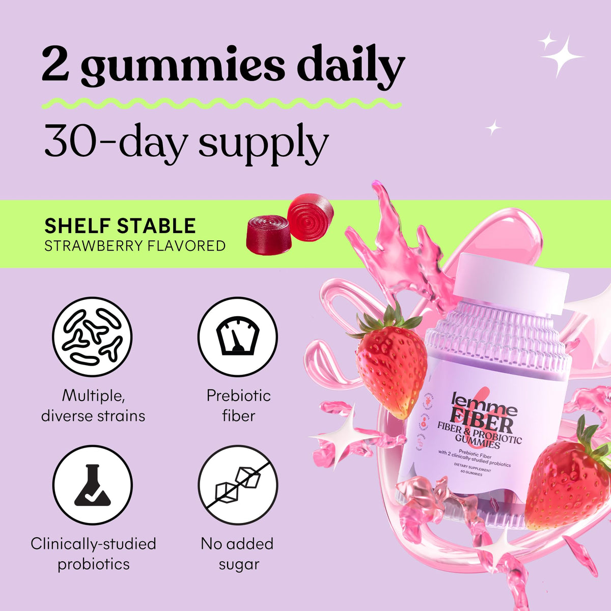 Lemme Fiber & Probiotic Gummies for Adults, Promotes Regularity & Digestive Health, No Sugar Added Strawberry Flavor, 4g Prebiotic Fiber & Clinically - PrimeBioHealth - canada supplements