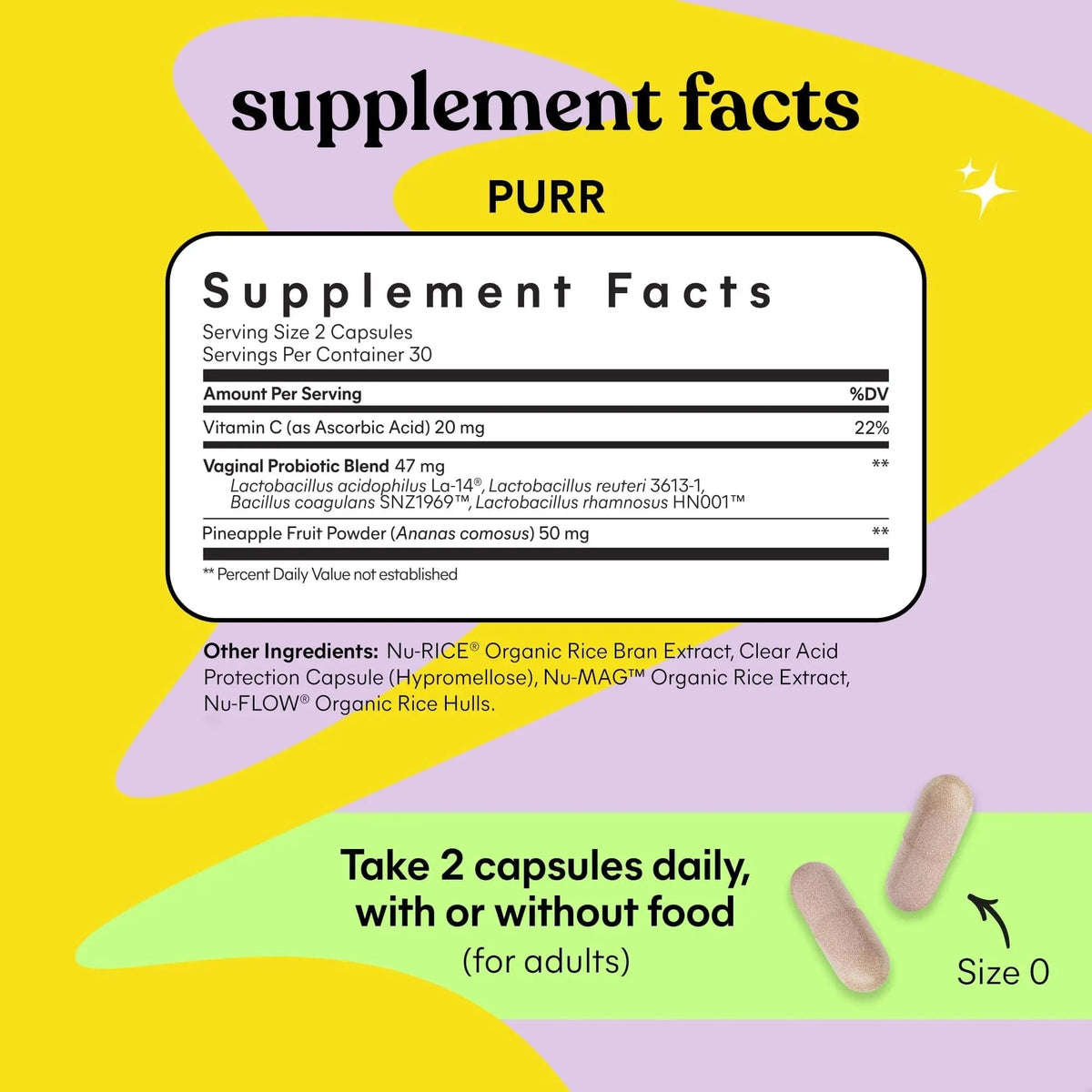 Lemme Purr Vaginal Probiotics for Women - Promotes pH Balance, Healthy Vaginal Odor & Urinary Tract Health w/Lactobacillus Blend, Clinically Tested Strains, Pineapple & Vitamin C - 60 Veggie Capsules - PrimeBioHealth - canada supplements
