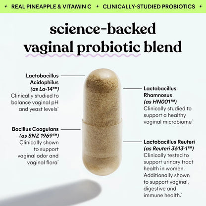 Lemme Purr Vaginal Probiotics for Women - Promotes pH Balance, Healthy Vaginal Odor & Urinary Tract Health w/Lactobacillus Blend, Clinically Tested Strains, Pineapple & Vitamin C - 60 Veggie Capsules - PrimeBioHealth - canada supplements