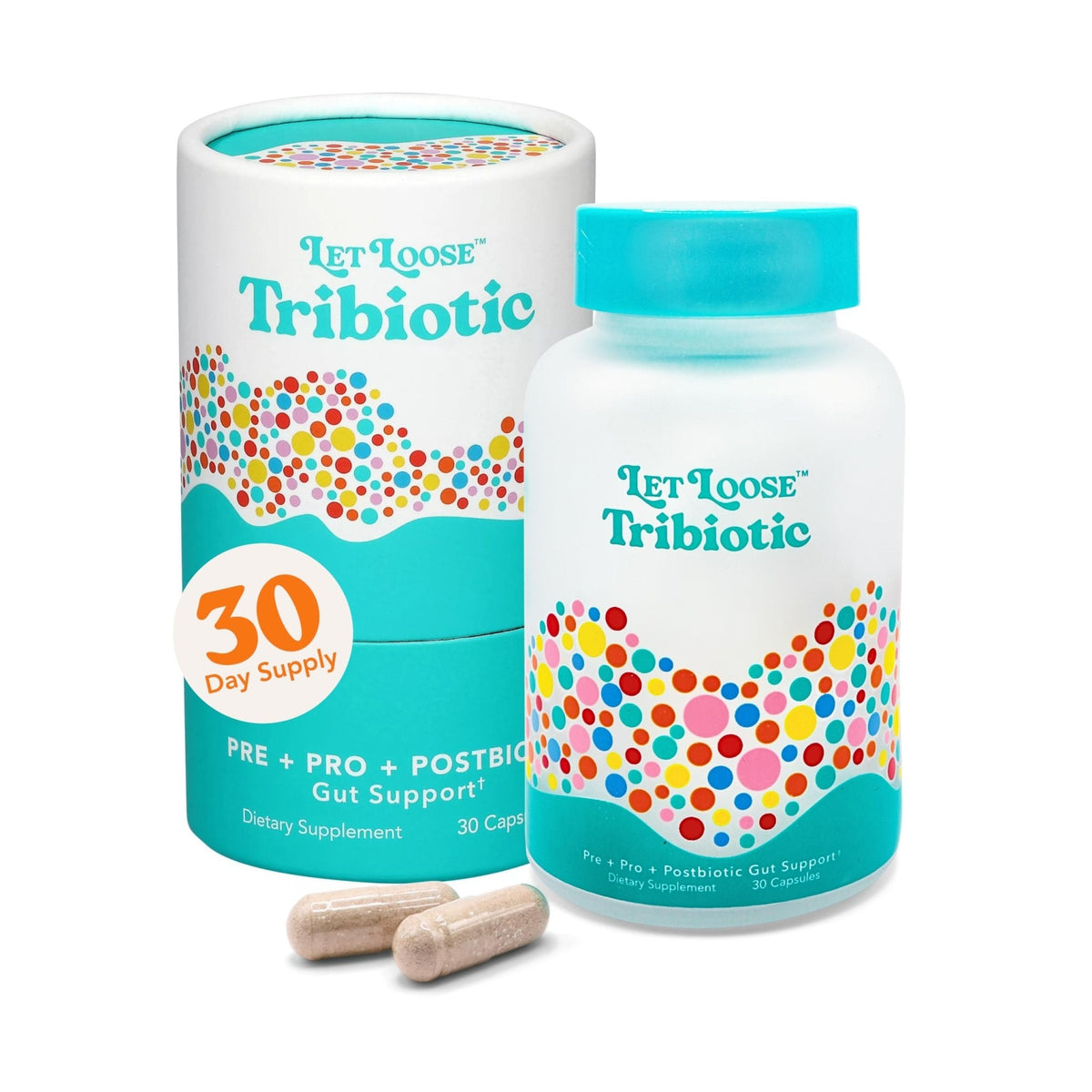 Let Loose Daily Tribiotic Pills - Probiotics, Prebiotics, and Postbiotics to Feed Your Microbiome and Support Smooth Daily Digestion, Gut Health, - PrimeBioHealth - canada supplements