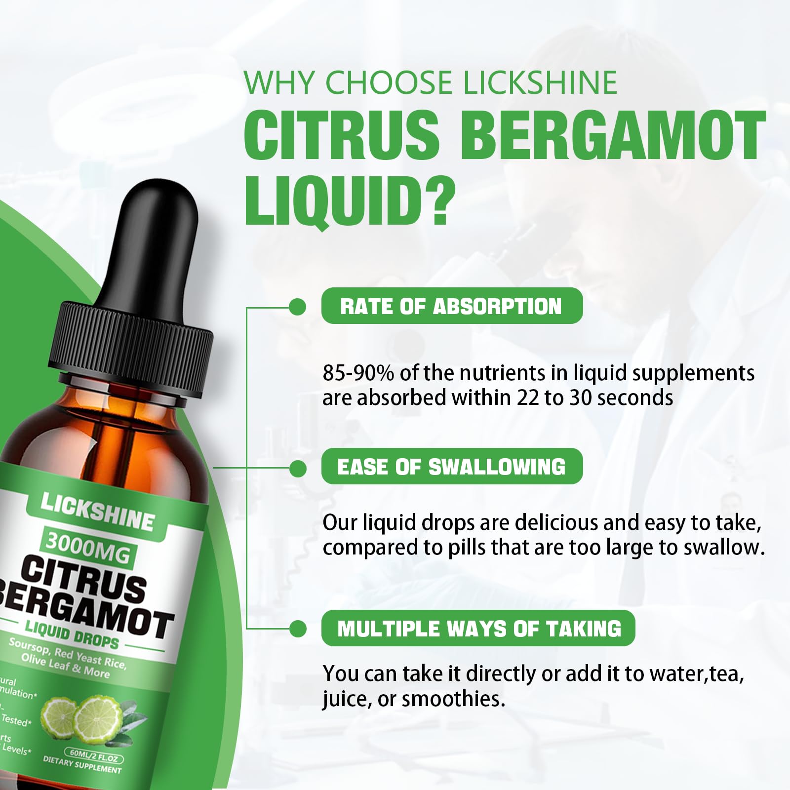 lickshine 2 Pack 3000mg Citrus Bergamot Liquid Drops - High Absorption - Cholesterol Lowering Supplement for Immune Support Anti-Aging, - PrimeBioHealth - canada supplements