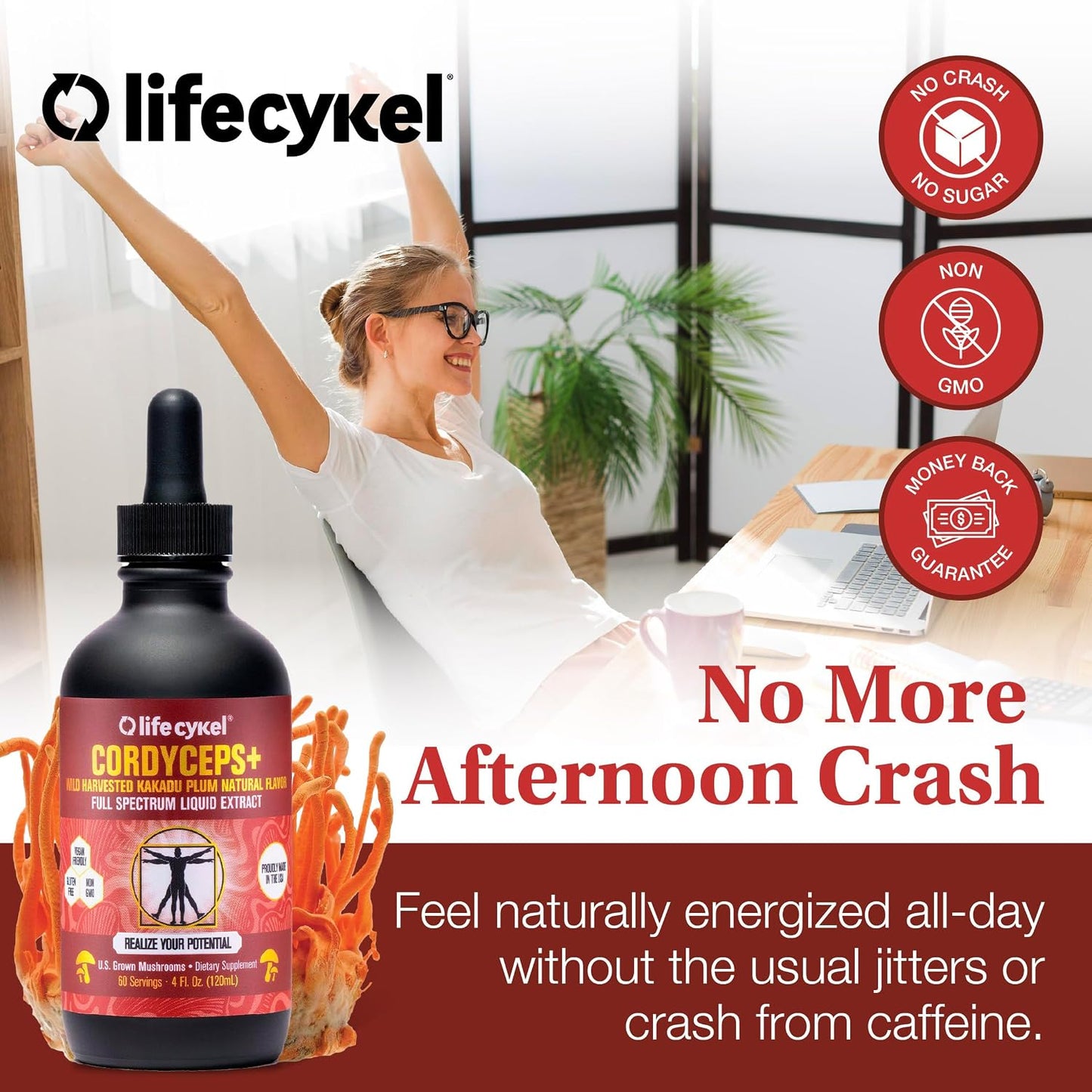 Life Cykel Professional Athletes Pack - Reishi, Lion's Mane & Cordyceps Mushroom Extract- Full-Spectrum Mushroom Tincture for Energy, Focus and Immune Health- Vegan, Non-GMO Formula - PrimeBioHealth - canada supplements