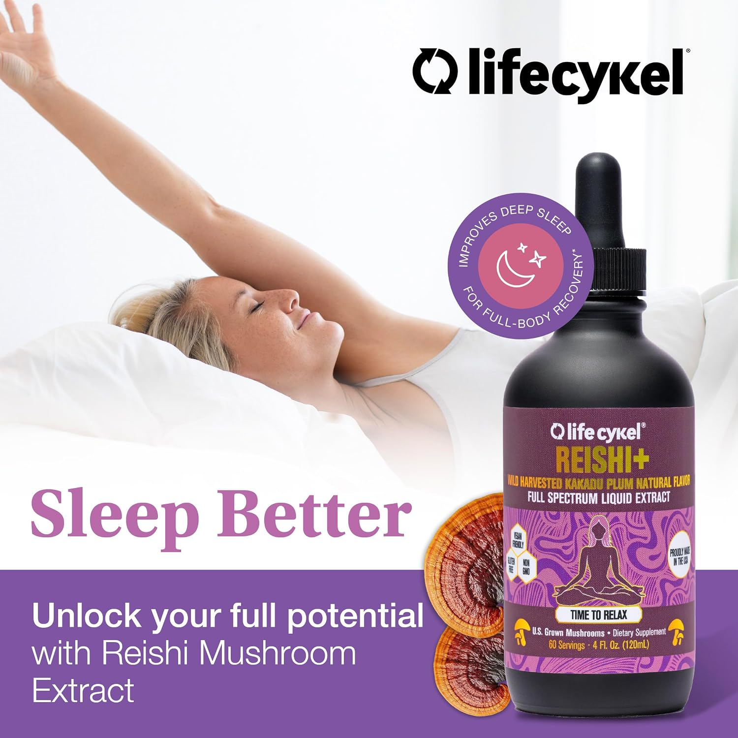 Life Cykel Professional Athletes Pack - Reishi, Lion's Mane & Cordyceps Mushroom Extract- Full-Spectrum Mushroom Tincture for Energy, Focus and Immune Health- Vegan, Non-GMO Formula - PrimeBioHealth - canada supplements