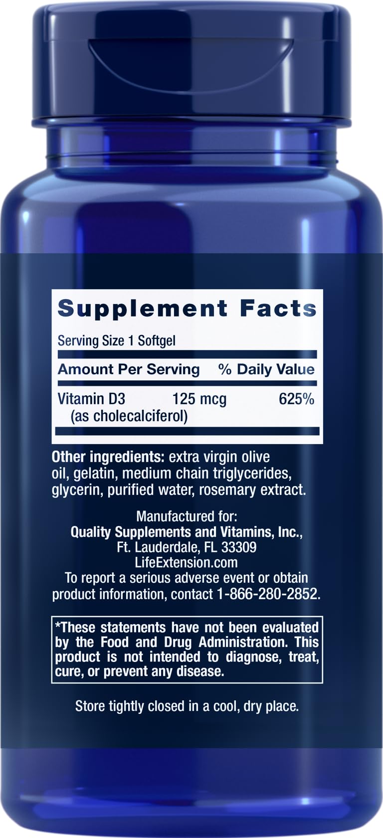 Life Extension Vitamin D3 5000 IU, 120 Softgels, 125mcg - PrimeBioHealth - canada supplements