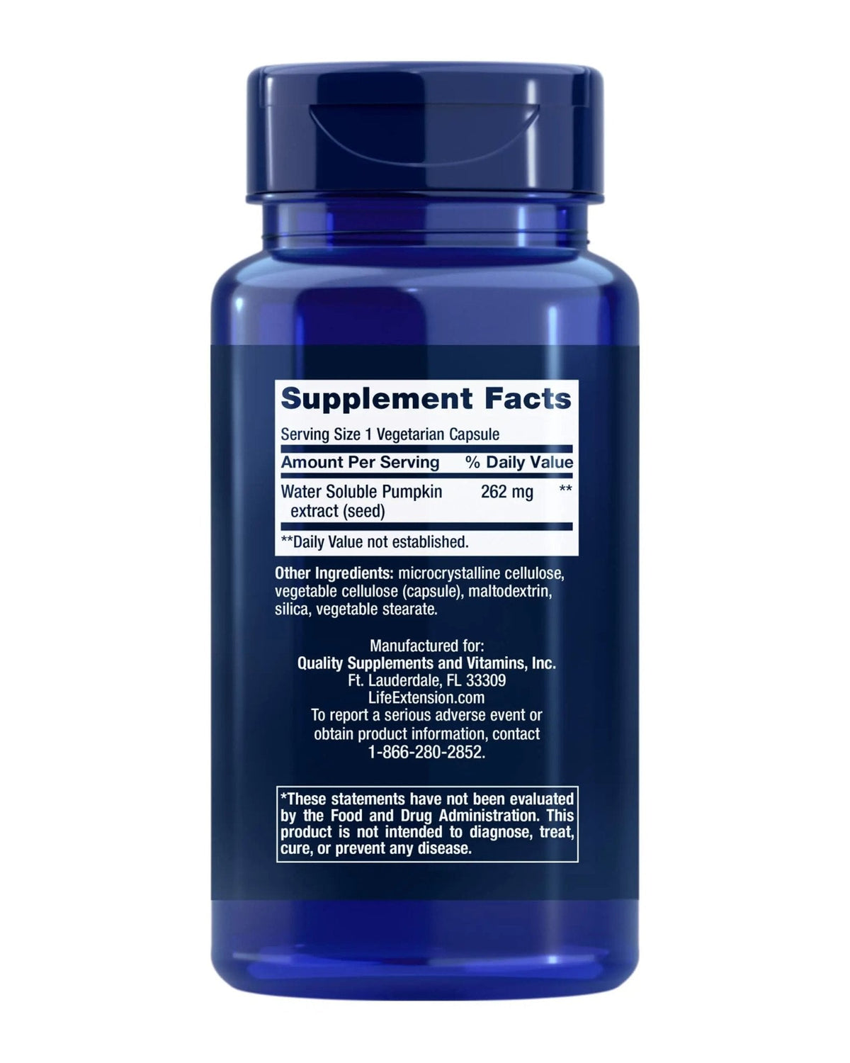 Life Extension Water-Soluble Pumpkin Seed Extract, Promotes Prostate & Urinary Tract Health, Bladder Health Support, Men, Women, Gluten-Free, Non-GMO, Vegetarian, 60 Capsules - PrimeBioHealth - canada supplements