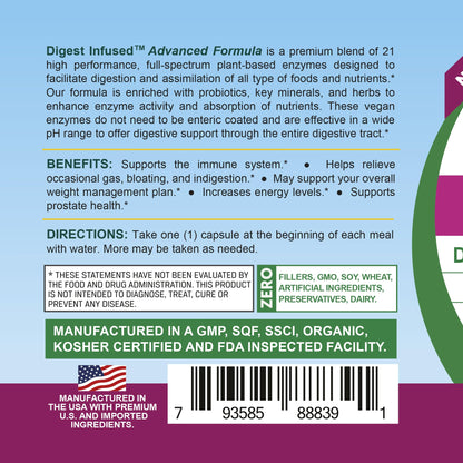 Life Infused Digestive Enzymes with Probiotics – 21 Plant-Based Enzymes with Bromelain, Papain, Amylase & Protease – Digestive Support for Gas & Bloating – - PrimeBioHealth - canada supplements