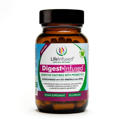 Life Infused Digestive Enzymes with Probiotics – 21 Plant-Based Enzymes with Bromelain, Papain, Amylase & Protease – Digestive Support for Gas & Bloating – - PrimeBioHealth - canada supplements