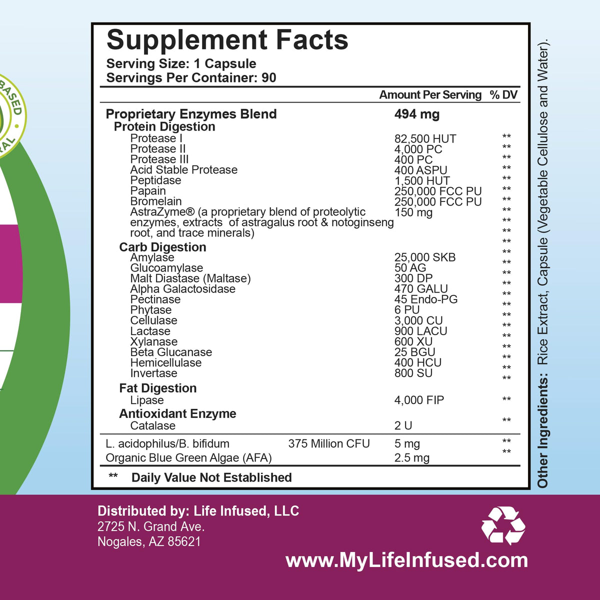 Life Infused Digestive Enzymes with Probiotics – 21 Plant-Based Enzymes with Bromelain, Papain, Amylase & Protease – Digestive Support for Gas & Bloating – - PrimeBioHealth - canada supplements