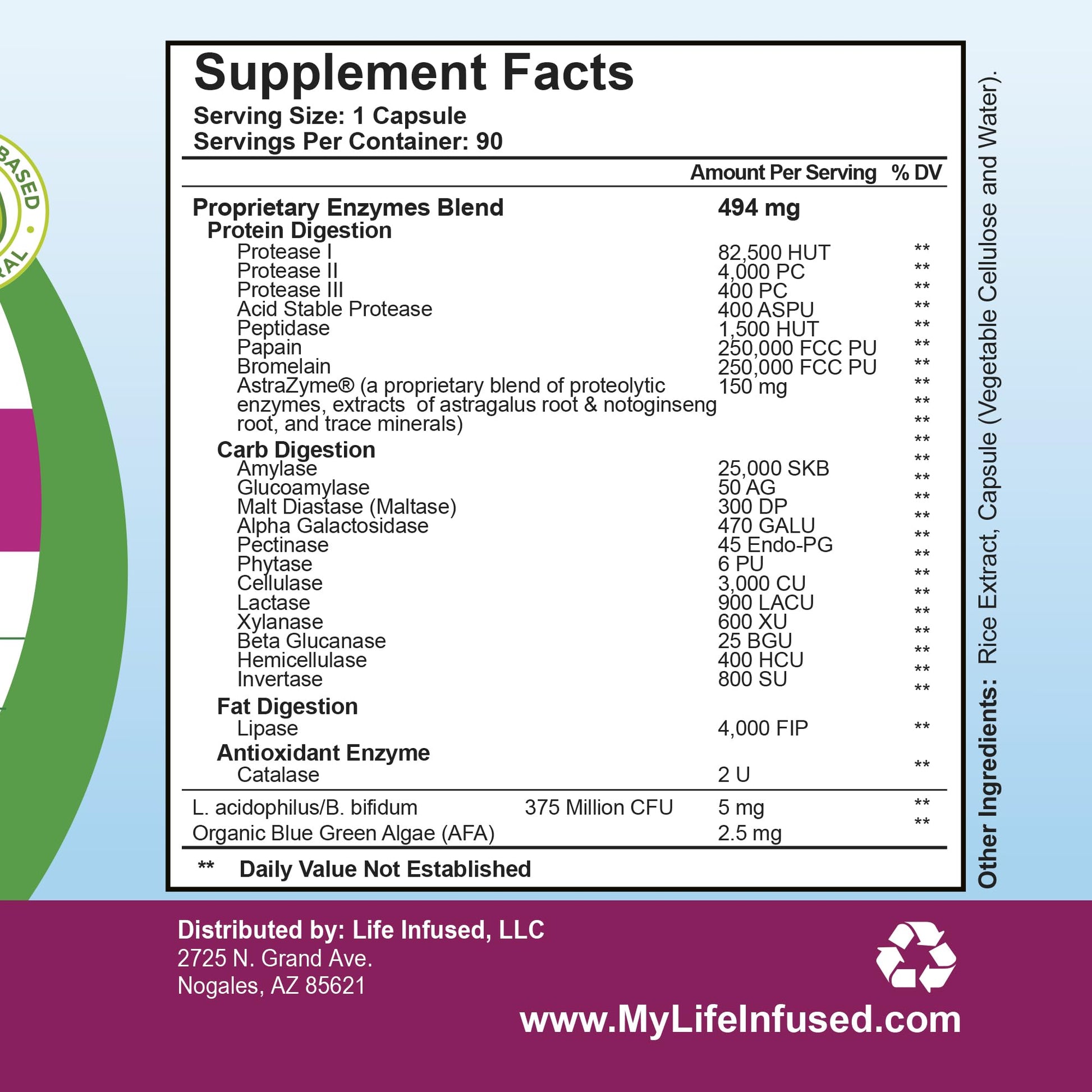 Life Infused Digestive Enzymes with Probiotics – 21 Plant-Based Enzymes with Bromelain, Papain, Amylase & Protease – Digestive Support for Gas & Bloating – - PrimeBioHealth - canada supplements