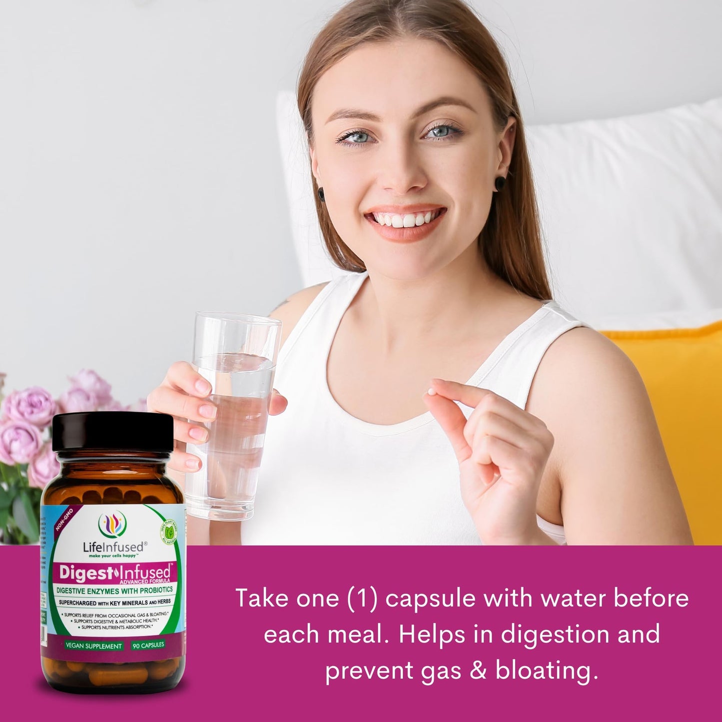 Life Infused Digestive Enzymes with Probiotics – 21 Plant-Based Enzymes with Bromelain, Papain, Amylase & Protease – Digestive Support for Gas & Bloating – - PrimeBioHealth - canada supplements