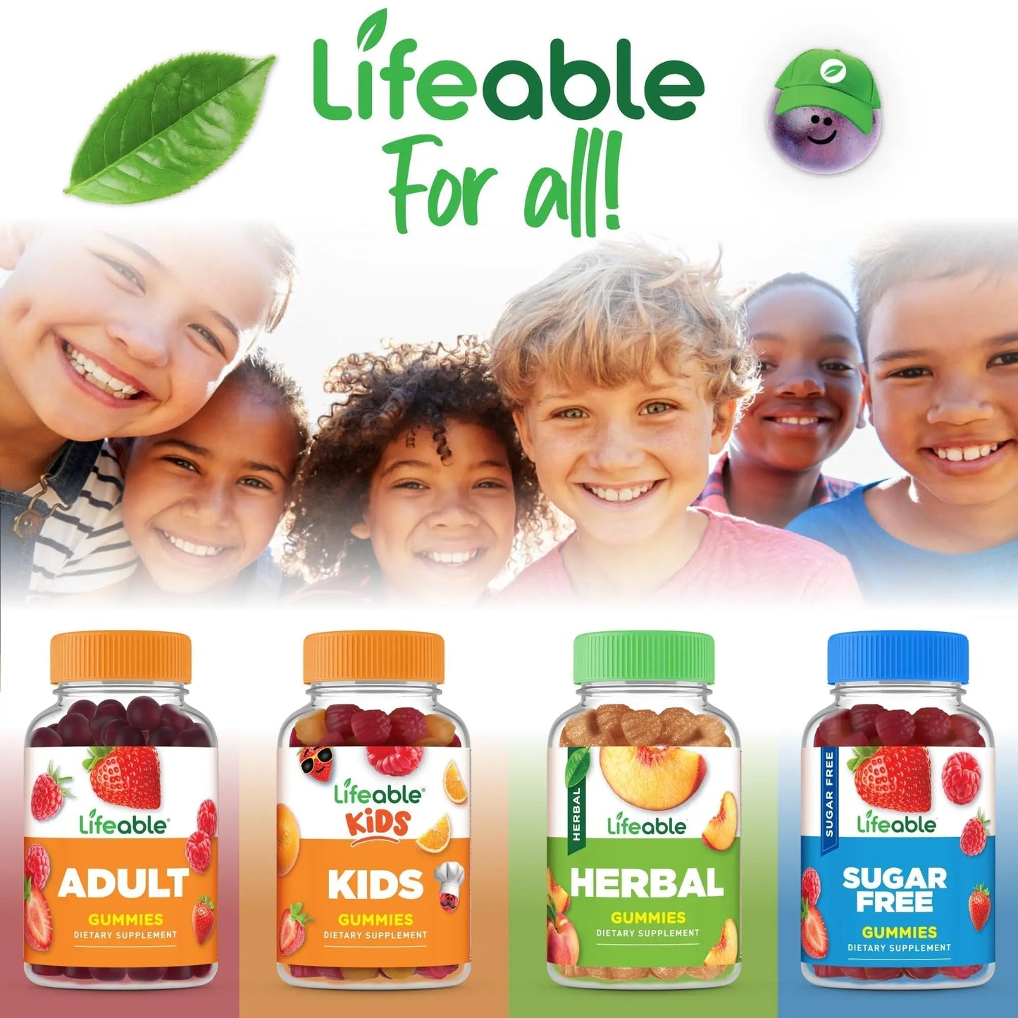 Lifeable Kids Multivitamin Gummies | Great Tasting Multivitamin for Kids | with Vitamins A, C, D, E, B6, B12, Zinc, Biotin - PrimeBioHealth - canada supplements