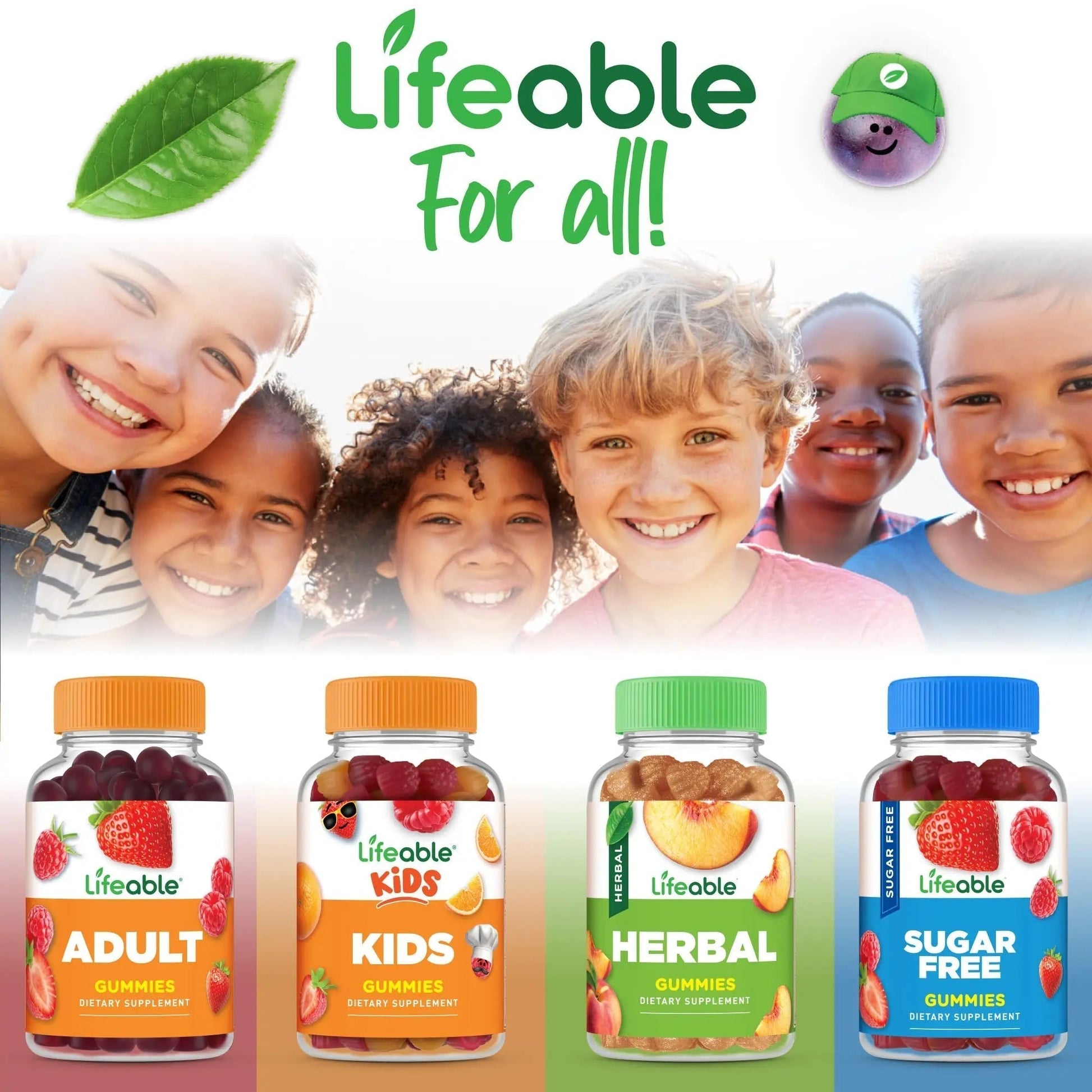 Lifeable Kids Multivitamin Gummies | Great Tasting Multivitamin for Kids | with Vitamins A, C, D, E, B6, B12, Zinc, Biotin - PrimeBioHealth - canada supplements