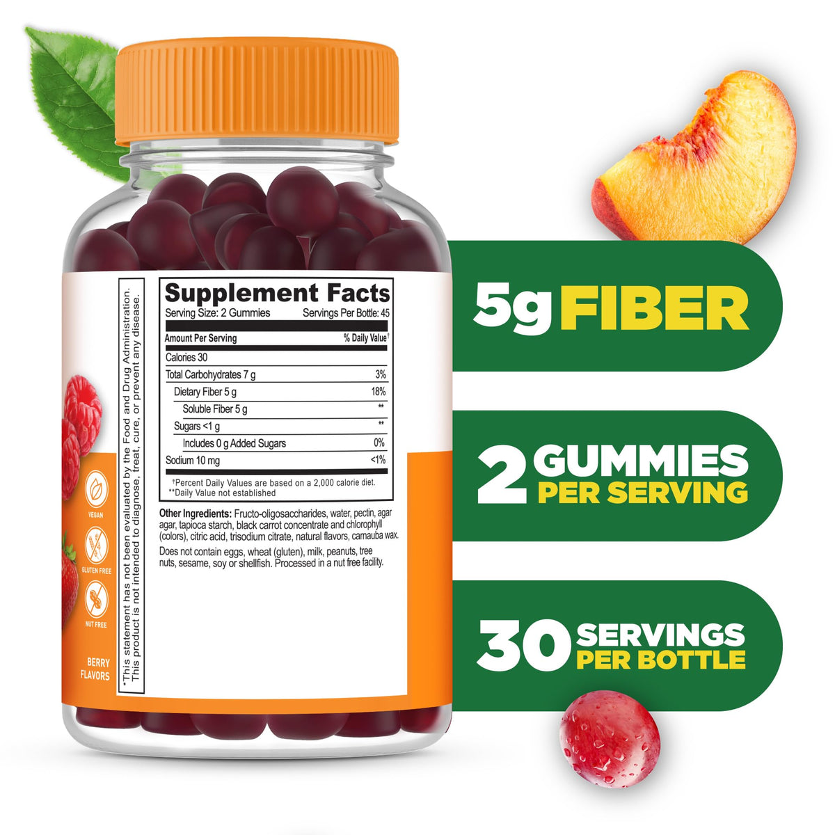 Lifeable Prebiotic Fiber Gummies for Adults | 5g | Great Tasting Fiber Supplement Gummies | Prebiotic Gummies for Digestive Health - PrimeBioHealth - canada supplements
