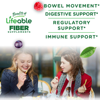 Lifeable Sugar Free Fiber Gummies for Adults | 4g | Great Tasting Fiber Supplement Gummies | Keto Friendly, Gluten Free, Vegan, Non GMO Prebiotic Fiber | for Digestive Health | 90 Gummies - PrimeBioHealth - canada supplements